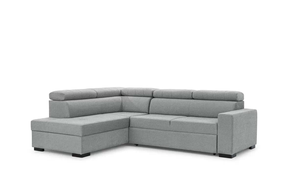 Rozkladacia rohová sedacia súprava Modeno L ľavá - sivá pletenina Ado 1615 Rohová sedacia súprava s funkciou spánku Modeno L Ľavá strana - šedá plecionka Ado 1615