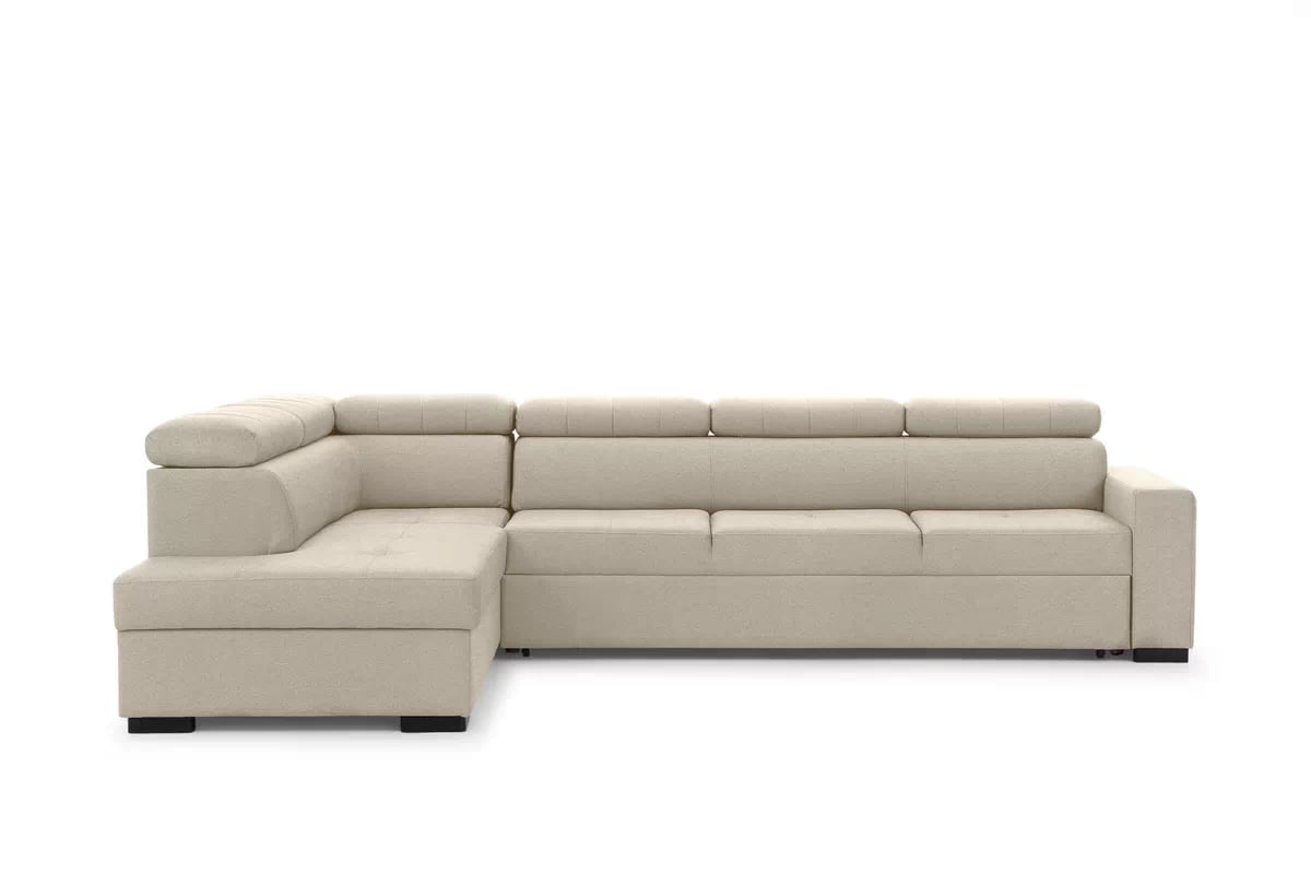 Rozkladacia rohová sedacia súprava Modeno Maxi ľavá - krémová pletenina Ado 1601  Rohová sedacia súprava s funkciou spánku Modeno Maxi Ľavá strana - kremowa plecionka Ado 1601