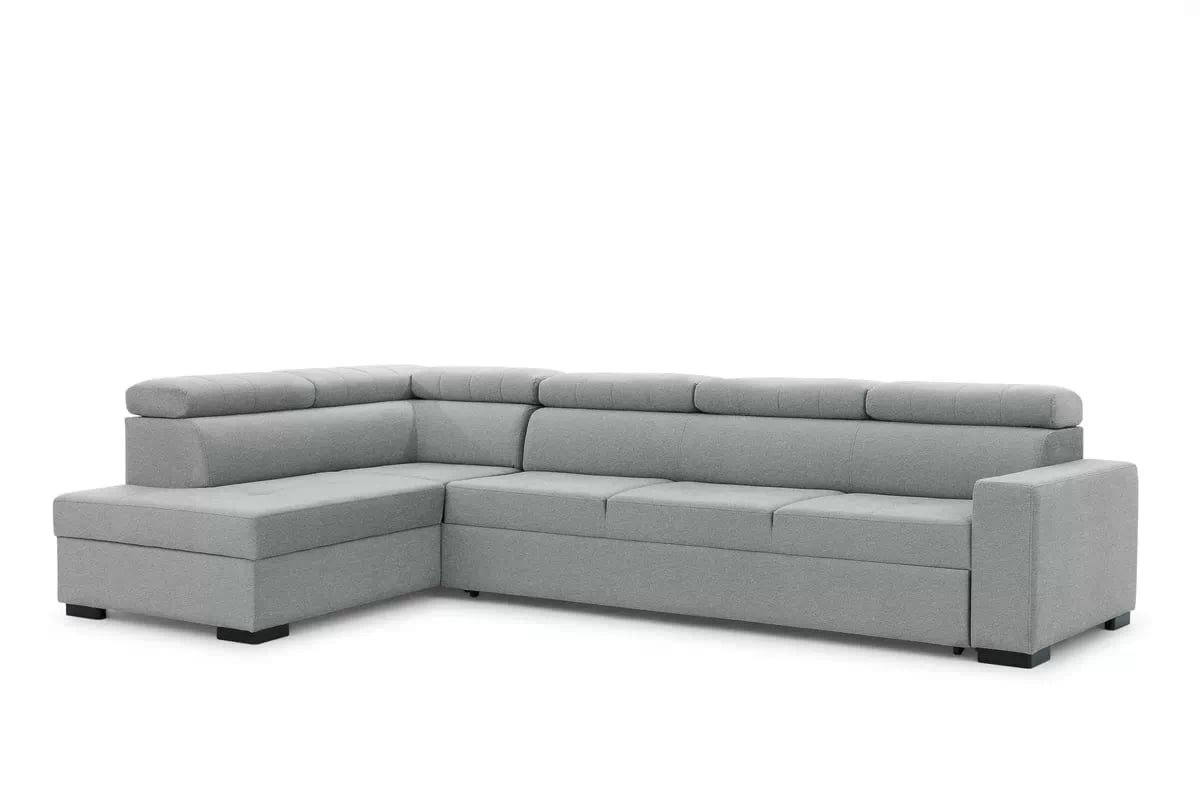 Rozkladacia rohová sedacia súprava Modeno Maxi ľavá - šedá pletenina Ado 1615  Rohová sedacia súprava s funkciou spánku Modeno Maxi Ľavá strana - šedá plecionka Ado 1615