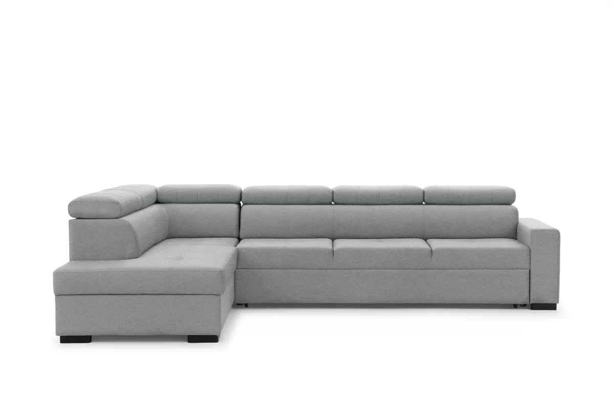 Rozkladacia rohová sedacia súprava Modeno Maxi ľavá - šedá pletenina Ado 1615  Rohová sedacia súprava s funkciou spánku Modeno Maxi Ľavá strana - šedá plecionka Ado 1615