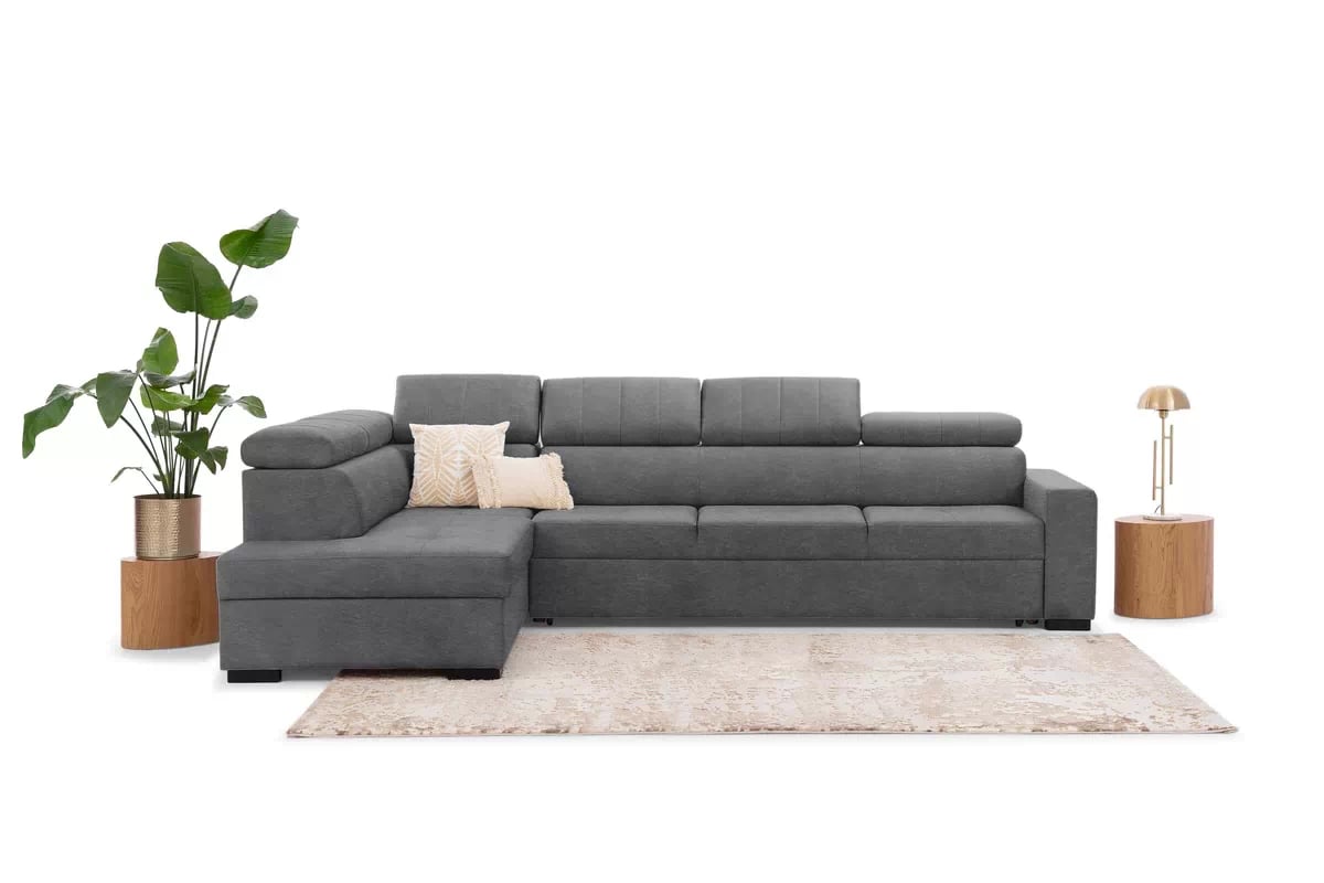 Rohová sedací souprava Modeno Maxi levá s rozkladem - grafitový samet Zetta 304 Rohová sedací souprava rozkládací Modeno Maxi levá - grafitová samet latwoczyszczacy Zetta 304