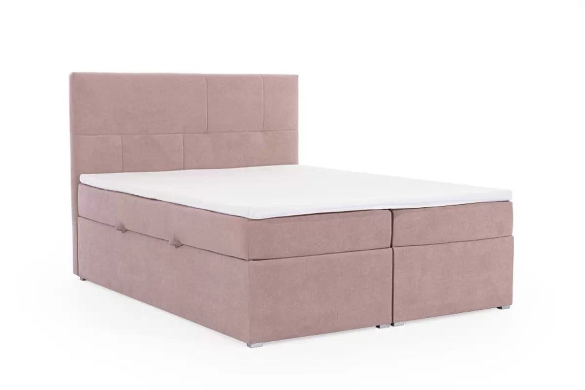 Boxspring posteľ s úložným priestorom Arturo 160x200 - Ružová plecionka Soro 61  - Koncovka Série Boxspring posteľ s úložným priestorom Arturo 160x200 - Ružová plecionka Soro 61 