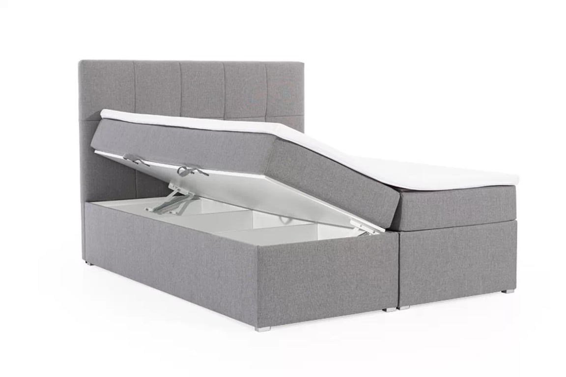 Boxspring posteľ s úložným priestorom Gasper 160x200 - šedá plecionka Inari 91 - Koncovka Série Boxspring posteľ s úložným priestorom Gasper 160x200 - šedá plecionka Inari 91