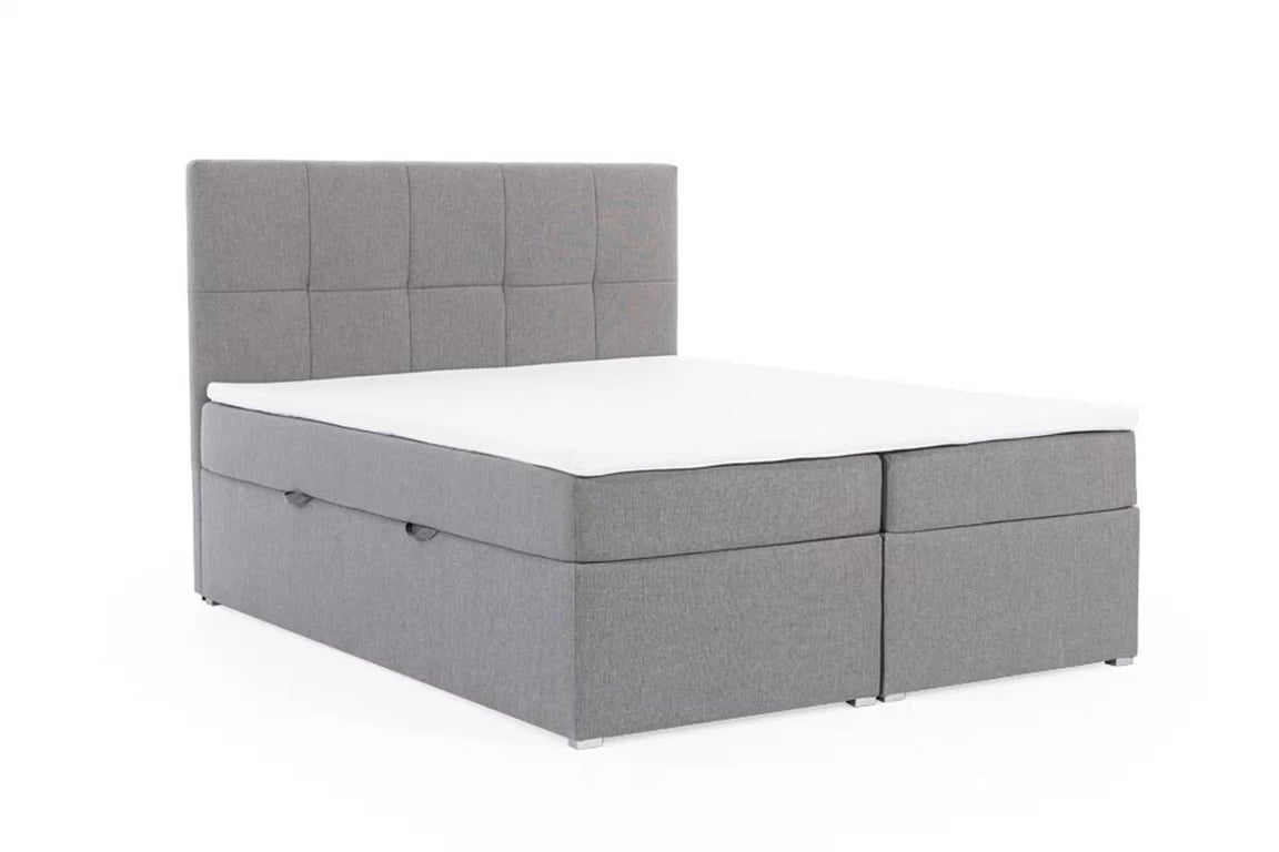 Postel boxspring Gasper 160x200 s úložným prostorem - šedá pletenina Inari 91 Postel boxspring s úložním prostorem Gasper 160x200 - šedá plecionka Inari 91