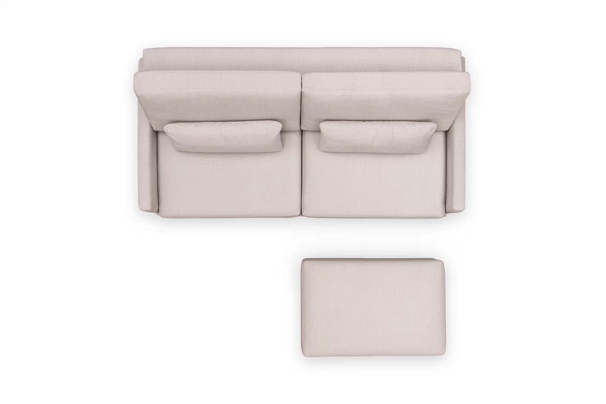 Sedacia súprava Meloria - pohovka a taburetka - béžová látka Maya 01 Komplet nábytku wypoczynkowych do obývacej izby Meloria - Pohovka i Taburet - Béžová látka ľahkočistiaca Maya 01