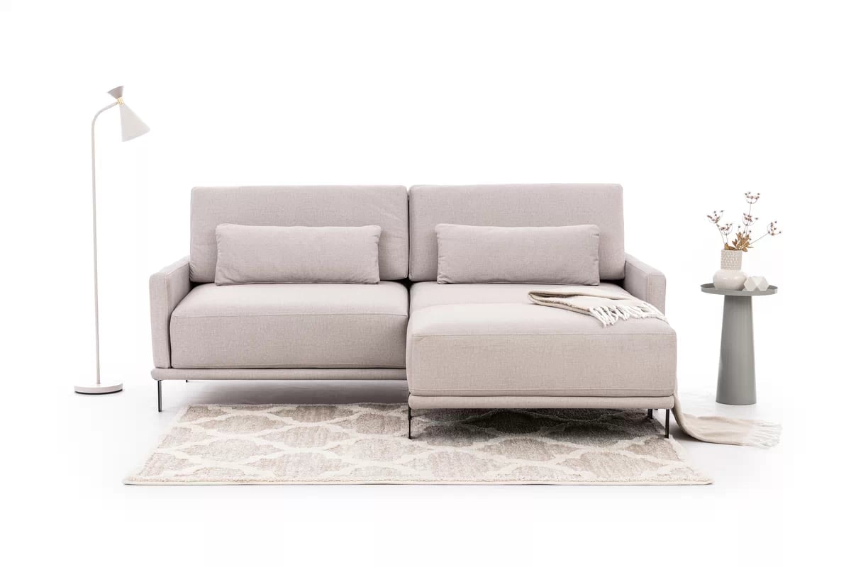 Sedacia súprava Meloria - pohovka a taburetka - béžová látka Maya 01 Komplet nábytku wypoczynkowych do obývacej izby Meloria - Pohovka i Taburet - Béžová látka ľahkočistiaca Maya 01