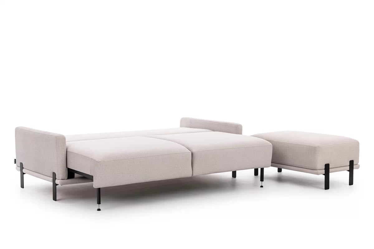 Sedacia súprava Meloria - pohovka a taburetka - béžová látka Maya 01 Komplet nábytku wypoczynkowych do obývacej izby Meloria - Pohovka i Taburet - Béžová látka ľahkočistiaca Maya 01