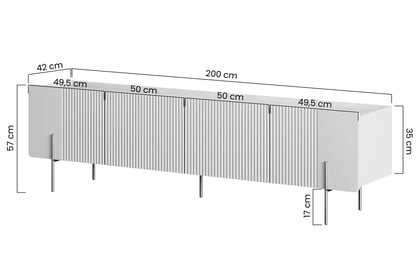 skříňka RTV Malmi 200 cm - kašmír / crema bianca / zlote nozki - Výprodej z expozice skříňka RTV Malmi 200 cm - kašmír / crema bianca / zlote nozki - Výprodej z expozice