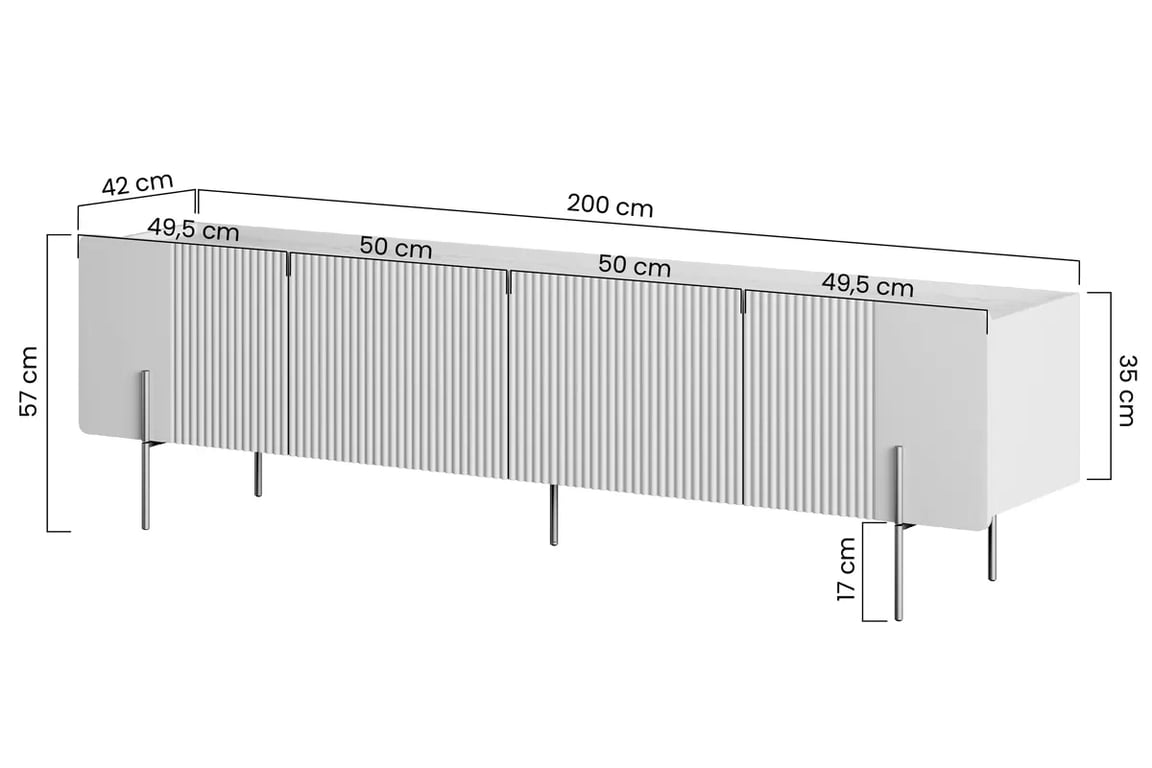 skříňka RTV Malmi 200 cm - kašmír / crema bianca / zlote nozki - Výprodej z expozice skříňka RTV Malmi 200 cm - kašmír / crema bianca / zlote nozki - Výprodej z expozice