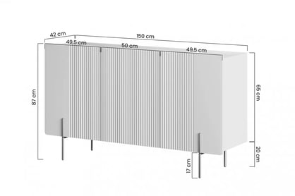 Komoda Malmi 150 cm - černá mat / zlote nozki - Výprodej z expozice Komoda Malmi 150 cm - černá mat / zlote nozki - Výprodej z expozice