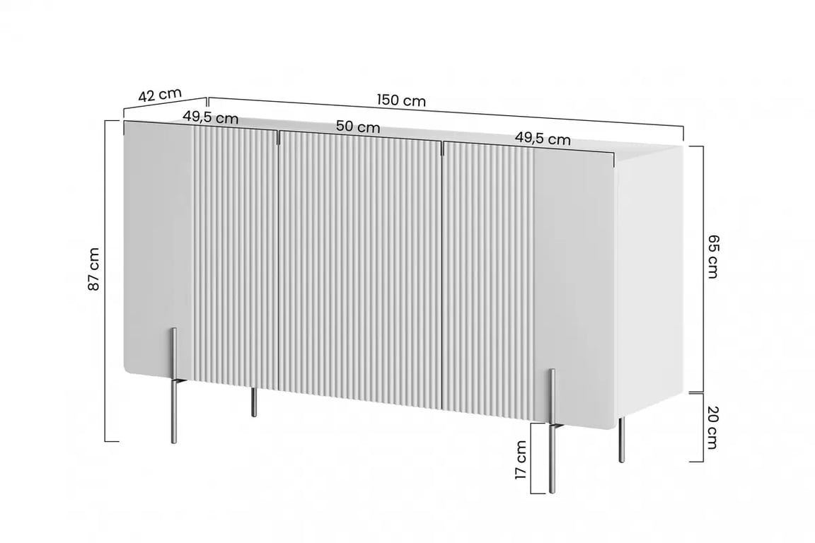 Komoda Malmi 150 cm - černá mat / zlote nozki - Výprodej z expozice Komoda Malmi 150 cm - černá mat / zlote nozki - Výprodej z expozice