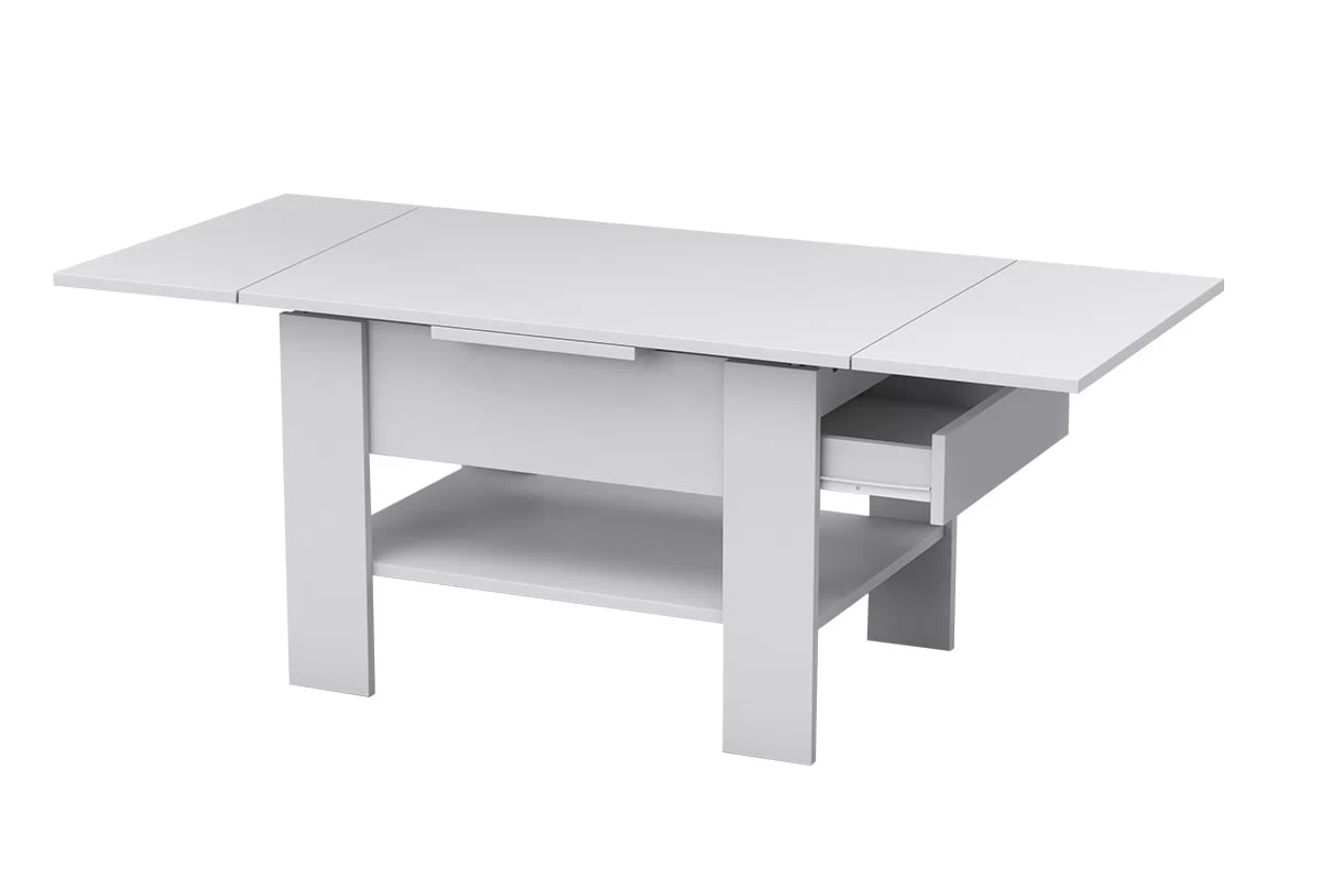 Konferenční stolek rozkladana se zásuvkami Lumin - bílá - Omezená nabídka z expozice Konferenční stolek rozkladana se zásuvkami Lumin - bílá - Omezená nabídka z expozice