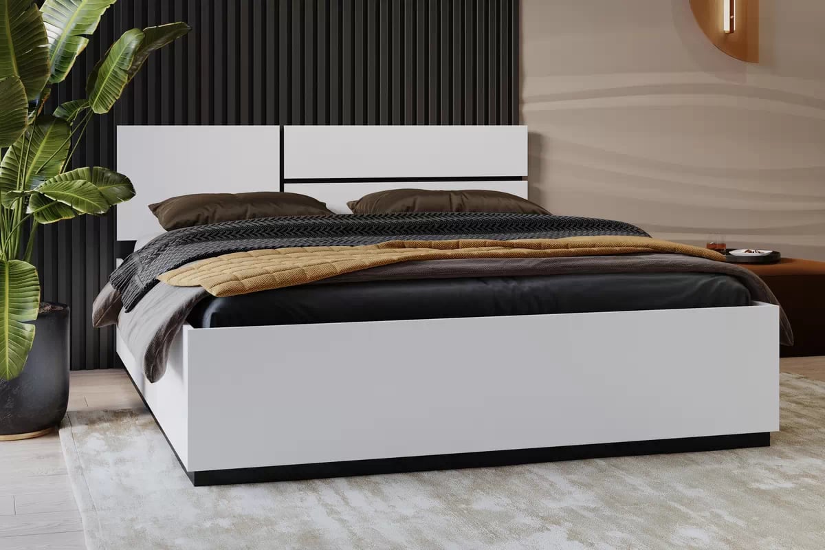 Postel s úložným prostorem Cross 160x200 cm – bílá / černá Postel Gramon 160x200 s úložným prostorem- bílá / černá