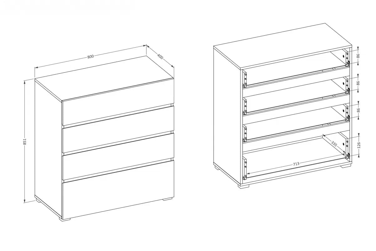Komoda Cross 80 cm so 4 zásuvkami - kašmírová / čierna Komoda Gramon 80 cm so zásuvkami - kašmír / Čierny