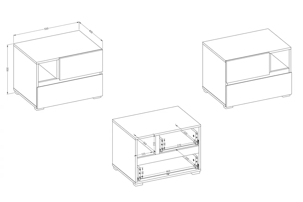 Nočný stolík Cross 55 cm so zásuvkami - dub wotan / čierna Nočný Stolík Gramon 55 cm so zásuvkami - Dub wotan / Čierny