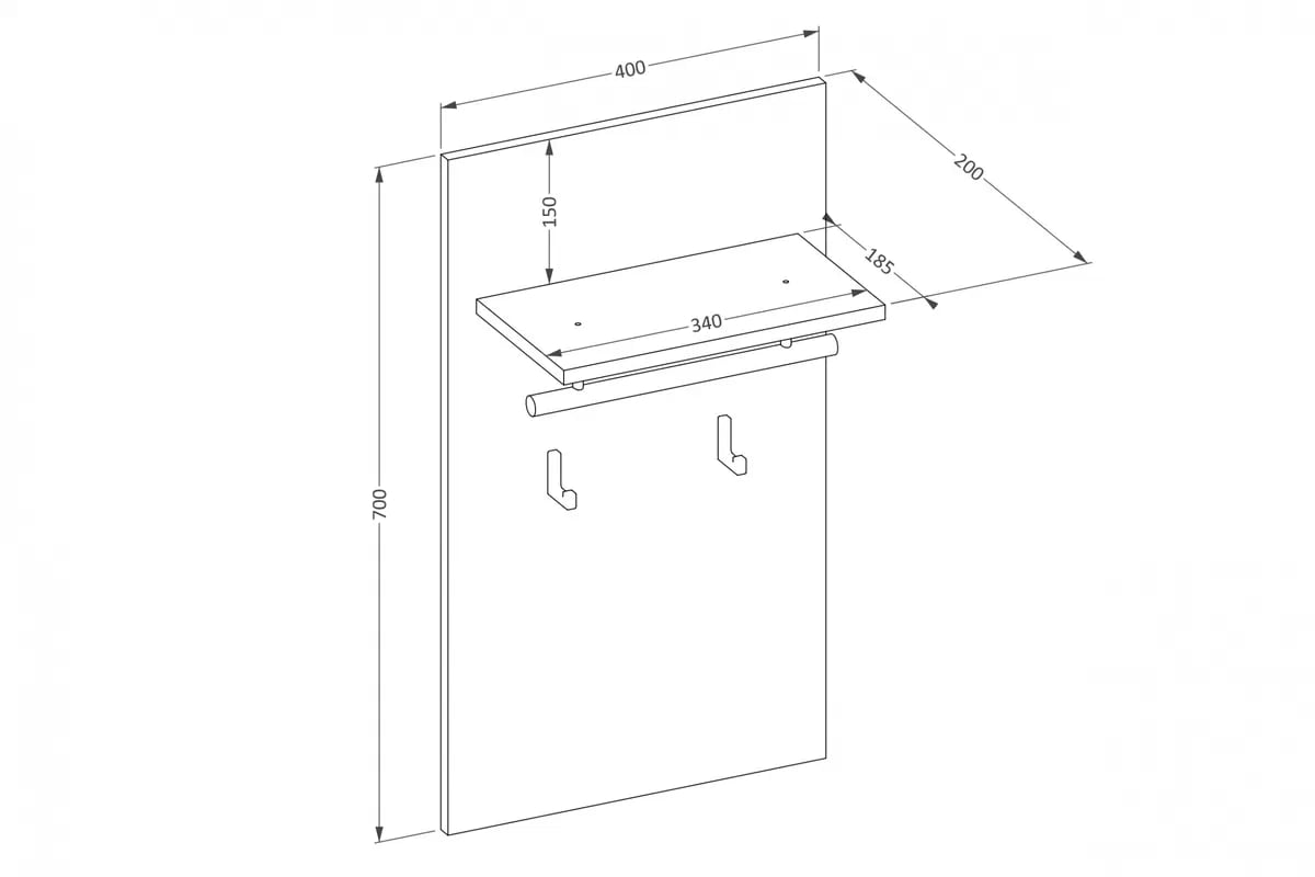 Nástěnný věšák Cross 40 cm - dub wotan / černá Věšák Gramon 40 cm - dub wotan / černá