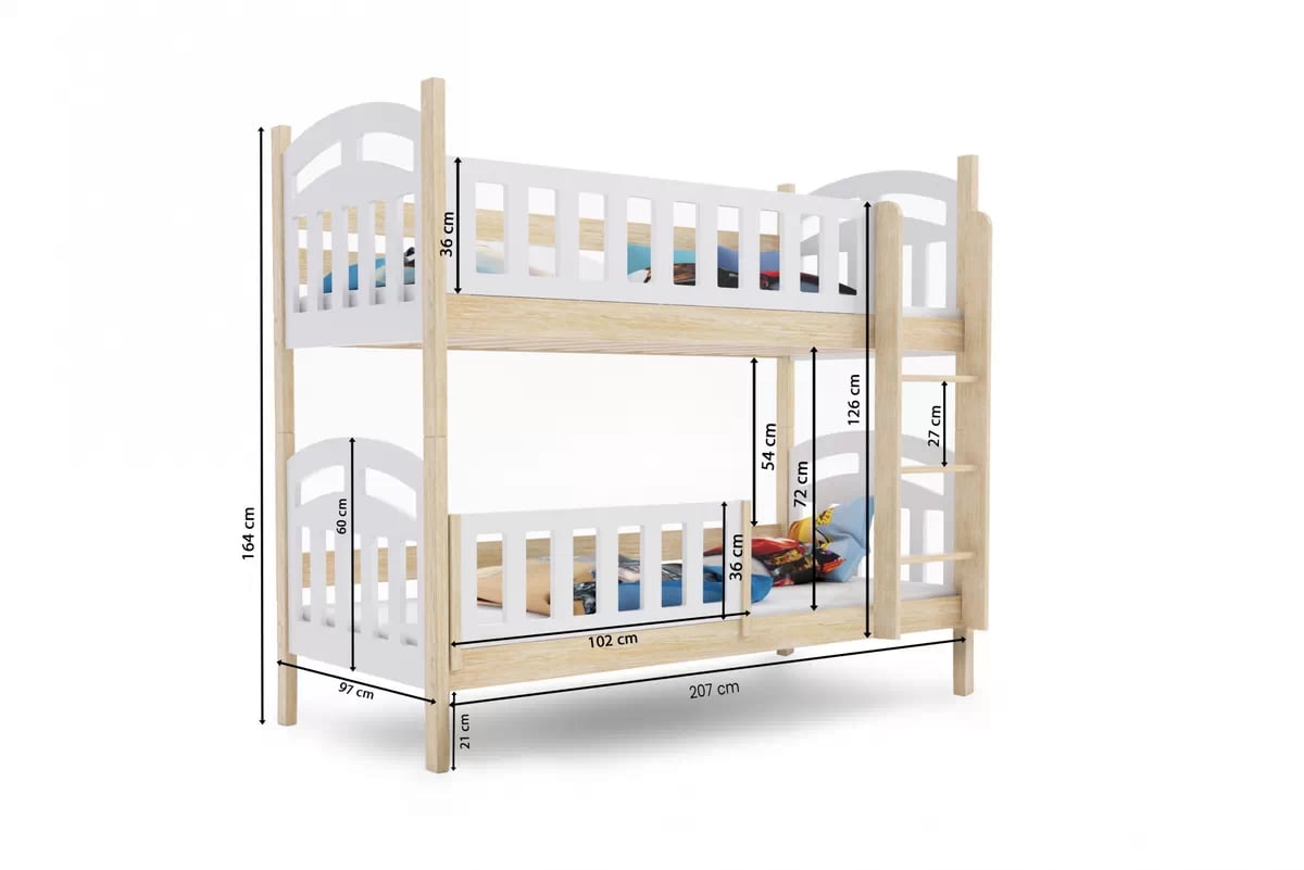 Postel patrová  Nati 90x200 se zásuvkami - bílá  - Omezená nabídka  Postel patrová  dřevo2 místná Nati 90x200 se zásuvkami - bílá