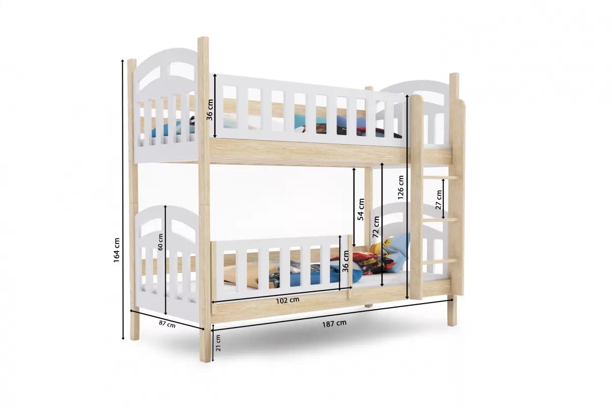 Posteľ poschodová Nati 80x180 so zásuvkami - Biely  Posteľ poschodová Nati 80x180 so zásuvkami - Biely