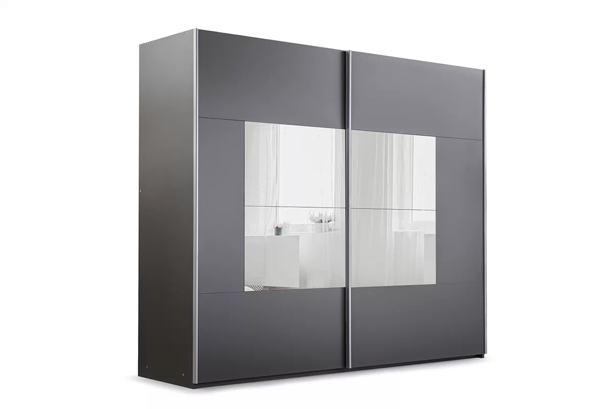Skříň s posuvnými dveřmi Boston 250 cm se zrcadlem - grafitová skříň z zrcadlem Dalmari 250 przesuwna - grafit 
