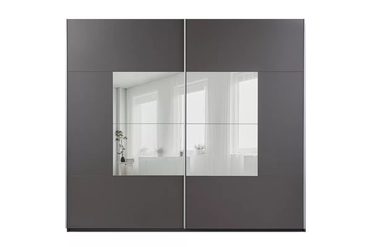 Skříň s posuvnými dveřmi Boston 250 cm se zrcadlem - grafitová skříň z zrcadlem Dalmari 250 przesuwna - grafit 