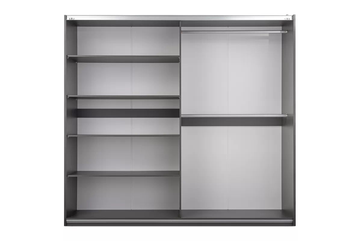 Skříň s posuvnými dveřmi Boston 250 cm se zrcadlem - grafitová skříň z zrcadlem Dalmari 250 przesuwna - grafit 