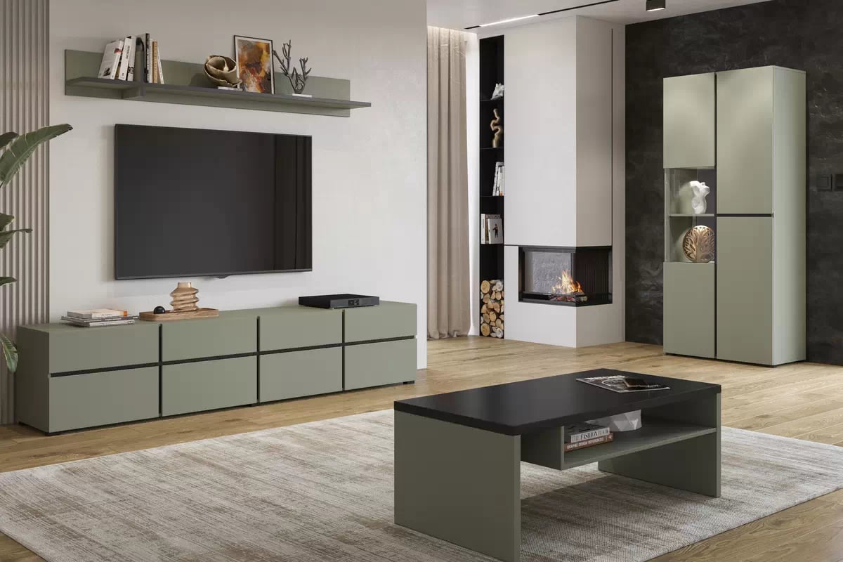 Vitrína Cross 79 cm – zelená / čierna Vitrína Gramon 79 cm - Zelený / Čierny