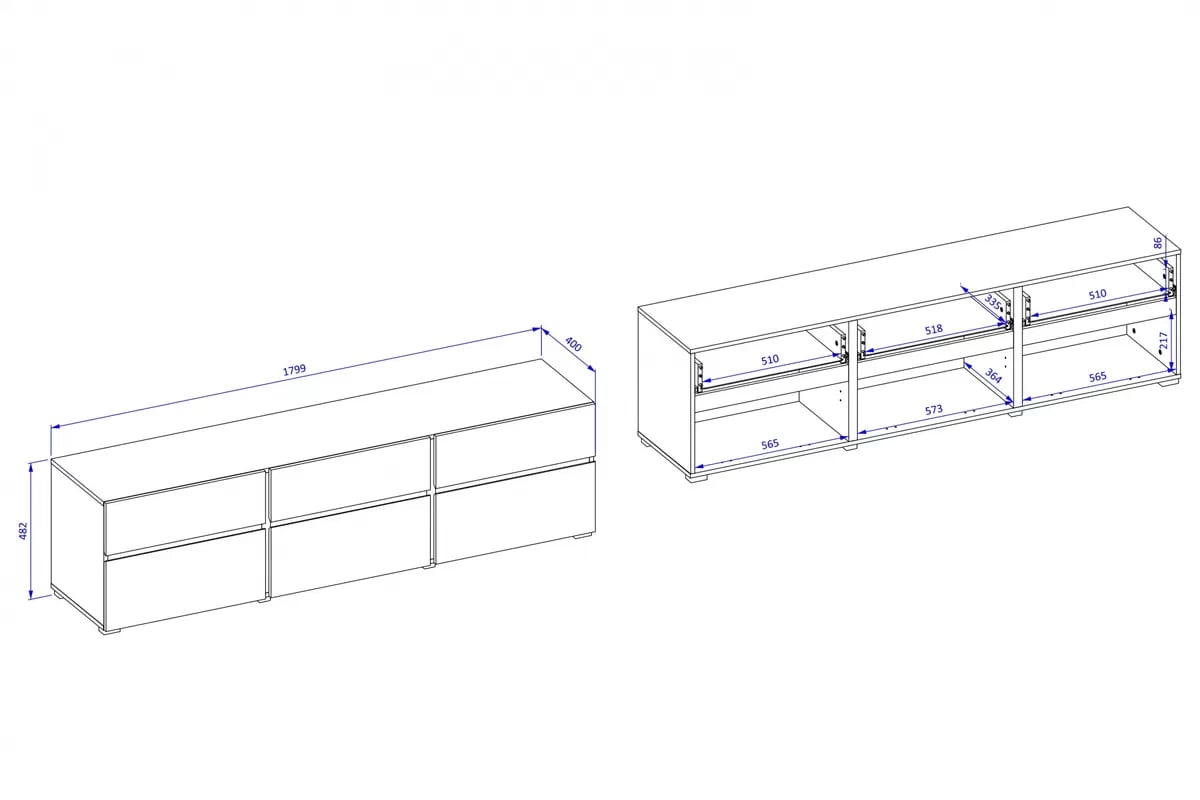 TV stolek Gramon 180 cm se zásuvkami - zelená / černá skříňka RTV Gramon 180 cm se zásuvkami - zelená / černá