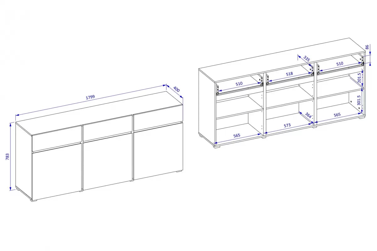 Komoda Cross 180 cm s 3 zásuvkami – zelená / čierna Komoda Gramon 180 cm so zásuvkami - Zelený / Čierny