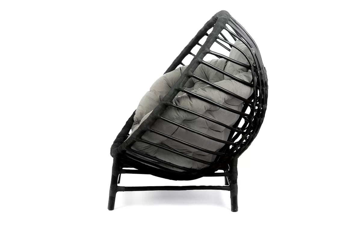 Kreslo wiklinowy Gardins I 102 cm z poduszka + GRATIS - Čierny / šedá Vankúš - Limitovaná ponuka Kreslo wiklinowy Gardins I 102 cm z poduszka + GRATIS - Čierny 