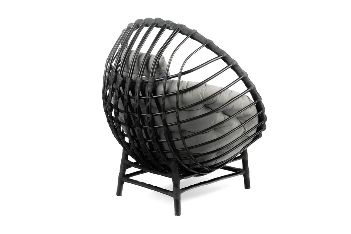 Kreslo wiklinowy Gardins I 102 cm z poduszka + GRATIS - Čierny / šedá Vankúš - Limitovaná ponuka Kreslo wiklinowy Gardins I 102 cm z poduszka + GRATIS - Čierny 