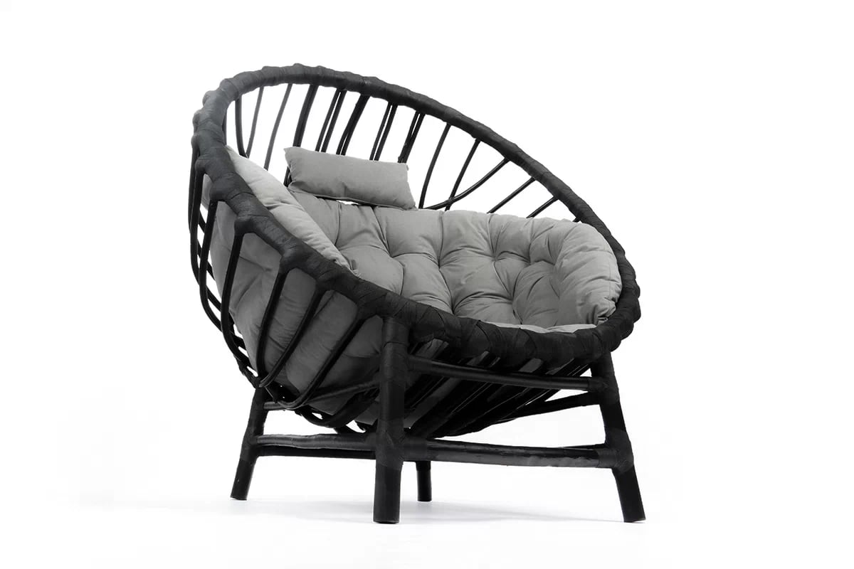 Kreslo wiklinowy Gardins I 102 cm z poduszka + GRATIS - Čierny / šedá Vankúš - Limitovaná ponuka Kreslo wiklinowy Gardins I 102 cm z poduszka + GRATIS - Čierny 