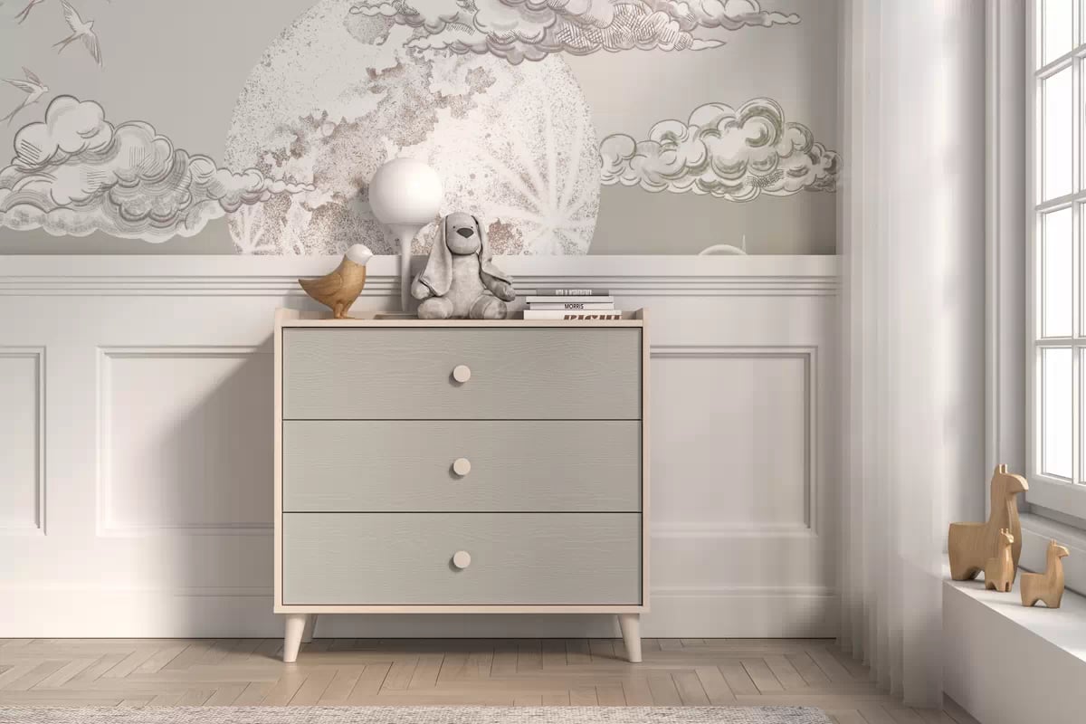 Komoda dziecieca Marla 90 cm so zásuvkami - piasek pustyni / šedý pallad - Limitovaná ponuka expozície Komoda dziecieca Marla 90 cm so zásuvkami - piasek pustyni / šedý pallad - Limitovaná ponuka expozície