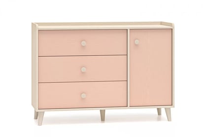 Komoda dziecieca Marla 120 cm so zásuvkami - piasek pustyni / Ružová / millenial pink - Limitovaná ponuka expozície Komoda dziecieca Marla 120 cm so zásuvkami - piasek pustyni / Ružová / millenial pink - Limitovaná ponuka expozície