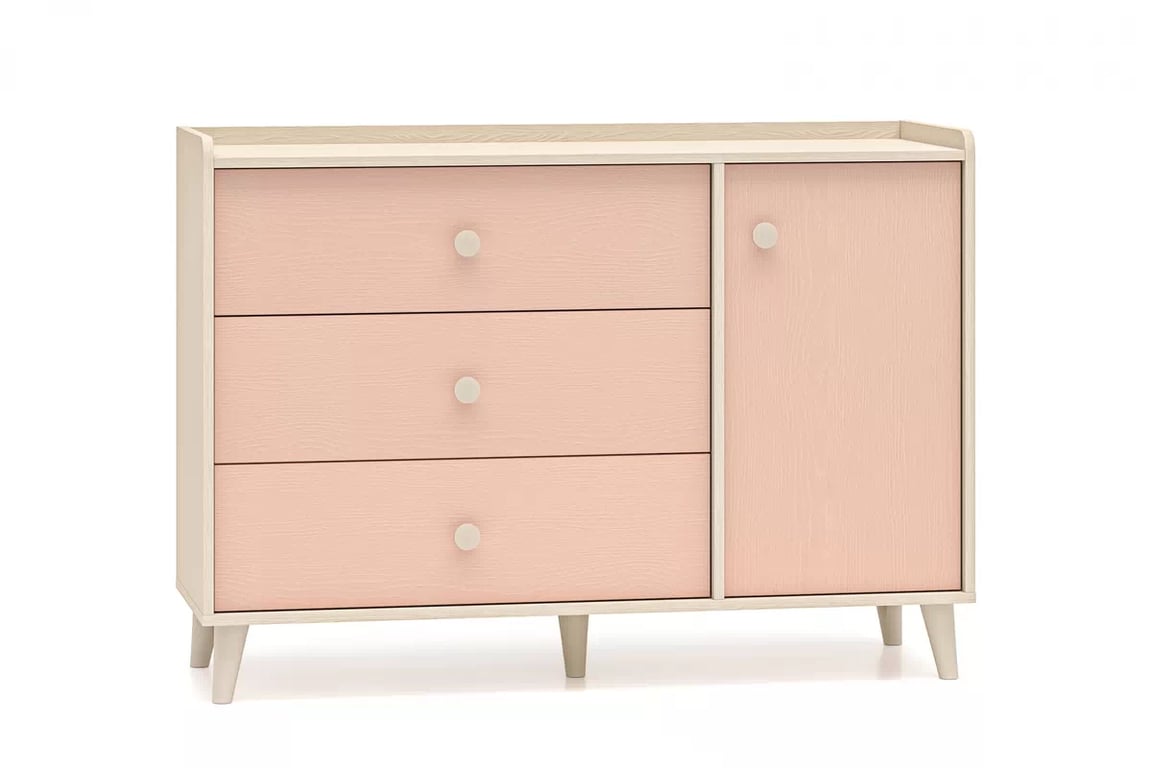 Komoda dziecieca Marla 120 cm so zásuvkami - piasek pustyni / Ružová / millenial pink - Limitovaná ponuka expozície Komoda dziecieca Marla 120 cm so zásuvkami - piasek pustyni / Ružová / millenial pink - Limitovaná ponuka expozície