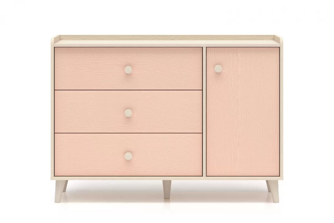 Komoda dziecieca Marla 120 cm so zásuvkami - piasek pustyni / Ružová / millenial pink - Limitovaná ponuka expozície Komoda dziecieca Marla 120 cm so zásuvkami - piasek pustyni / Ružová / millenial pink - Limitovaná ponuka expozície