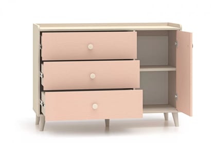 Komoda dziecieca Marla 120 cm so zásuvkami - piasek pustyni / Ružová / millenial pink - Limitovaná ponuka expozície Komoda dziecieca Marla 120 cm so zásuvkami - piasek pustyni / Ružová / millenial pink - Limitovaná ponuka expozície