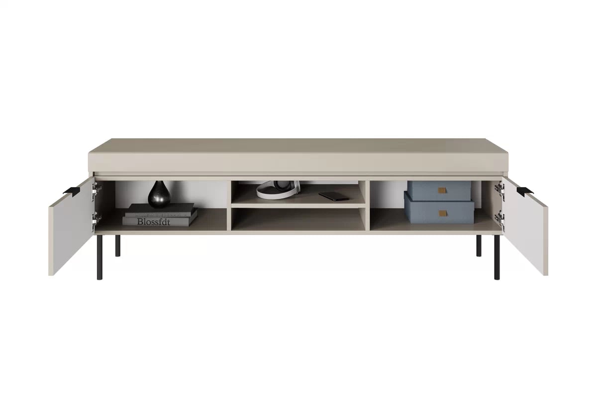 TV stolík Sentia 157 cm na kovových nožičkách - kašmírová / čierna - Limitovaná ponuka expozície  TV skrinka Sentia 157 na kovových nohách - kašmír/ Čierny - Limitovaná ponuka expozície 