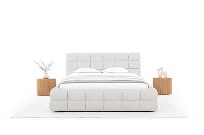 Postel pro ložnice Magnelio 180x200 s úložným prostorem- béžová boucle Raven 22 Postel pro ložnice Magnelio 180x200 s úložným prostorem- béžová boucle Raven 22