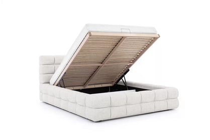 Postel pro ložnice Magnelio 180x200 s úložným prostorem- béžová boucle Raven 22 Postel pro ložnice Magnelio 180x200 s úložným prostorem- béžová boucle Raven 22