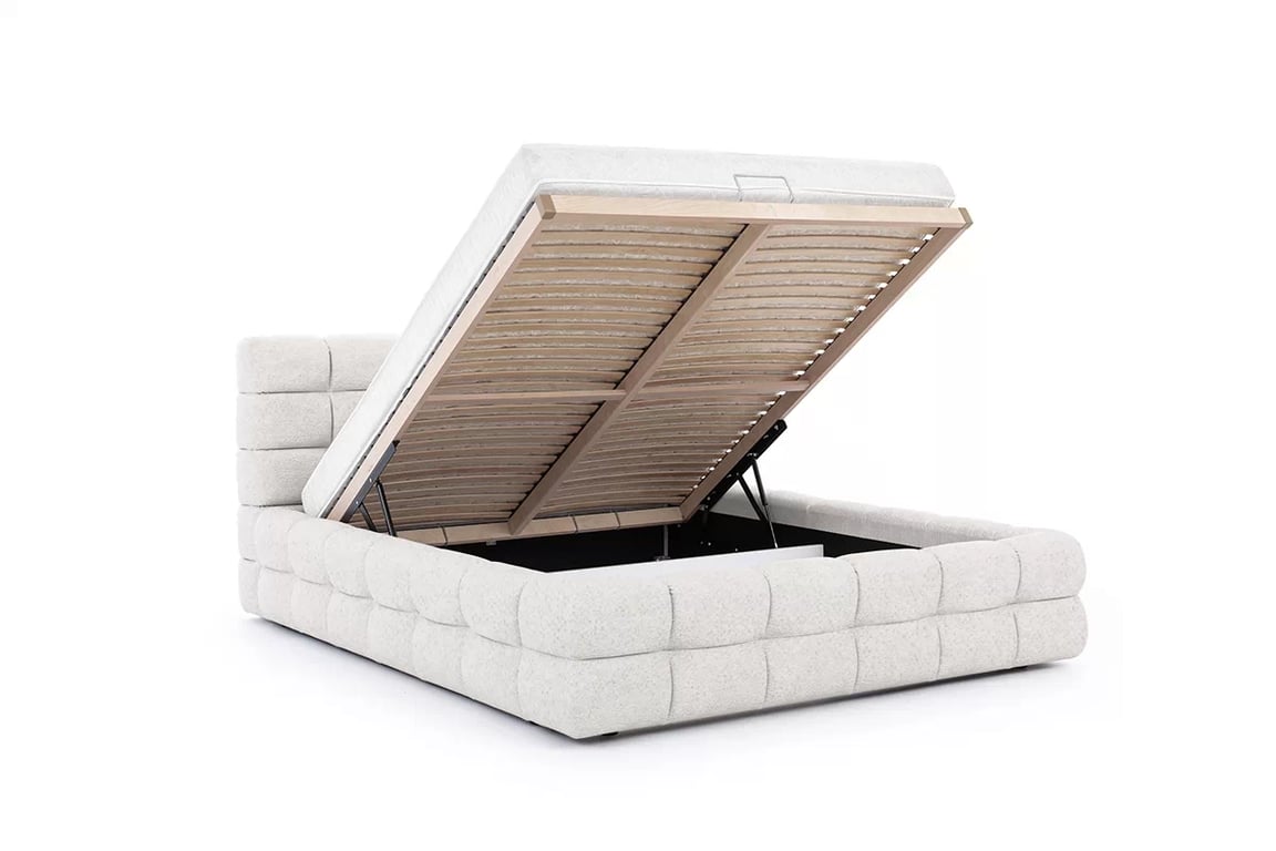 Postel pro ložnice Magnelio 160x200 s úložným prostorem- béžová boucle Raven 22 Postel pro ložnice Magnelio 160x200 s úložným prostorem- béžová boucle Raven 22