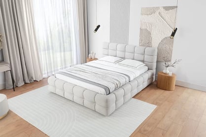 Čalouněná postel Magnelio 160x200 s úložným prostorem - béžová snadno čistitelná látka Leo 03 Postel pro ložnice Magnelio 160x200 s úložným prostorem- béžová potahová látka snadno čistitelný Leo 03