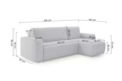 Rozkládací rohová sedací souprava Avia Mini univerzální - tmavě modrá bouclé Gerra 125 Rohová sedací souprava Avia Mini rozkládací uniwersalny prawo/levá - tmavě modrá boucle Gerra 125