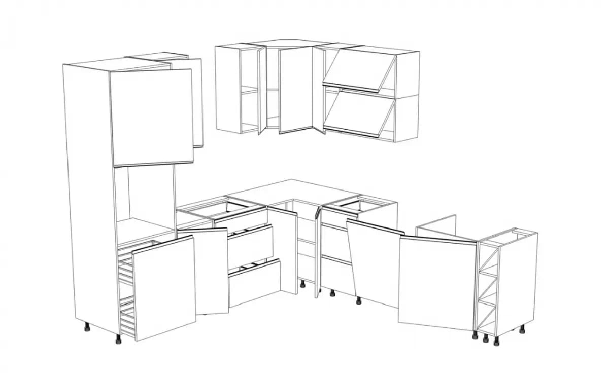 Komplet nábytku kuchynského Aspen 250x270cm z cokolem - biely lesk Komplet nábytku kuchynského Aspen 250x270cm z cokolem - biely lesk