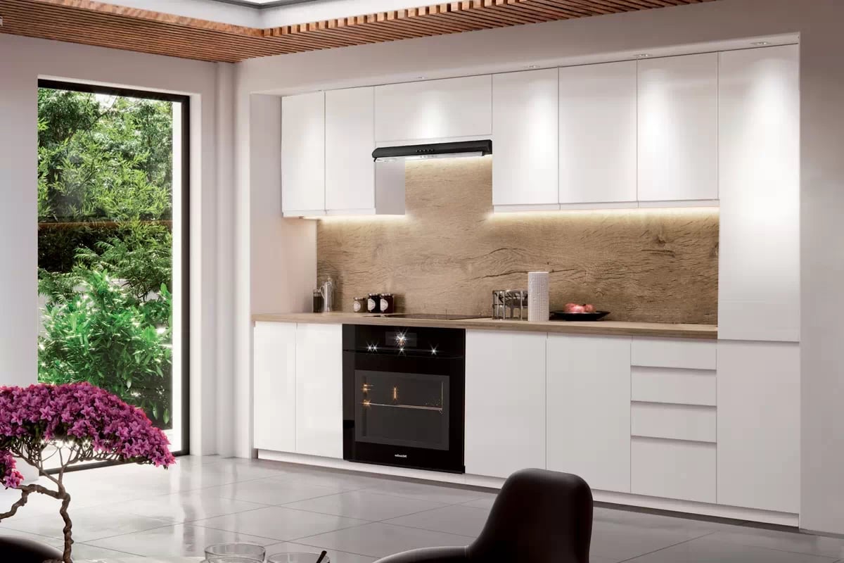 Komplet nábytku kuchennych Aspen 280cm z cokolem - bílý lesk Komplet nábytku kuchennych Aspen 280cm z cokolem - bílý lesk