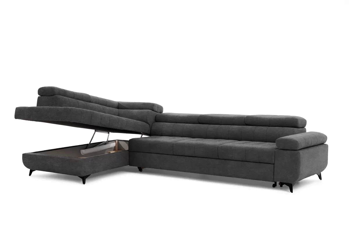 Rozkládací rohová sedací souprava Dragonis Maxi levá - grafitová Zetta 305 Rohová sedací souprava Dragonis Maxi rozkládací levá - grafitová samet latwoczyszczacy Zetta 305