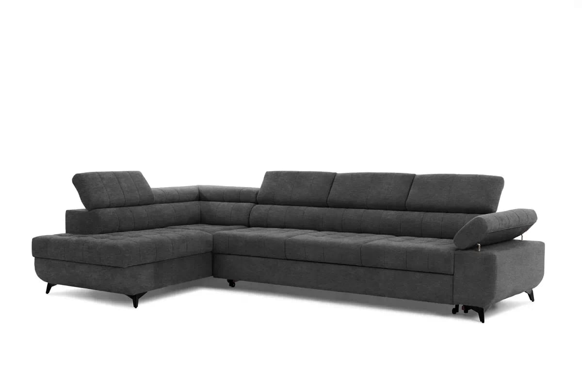 Rozkládací rohová sedací souprava Dragonis Maxi levá - grafitová Zetta 305 Rohová sedací souprava Dragonis Maxi rozkládací levá - grafitová samet latwoczyszczacy Zetta 305