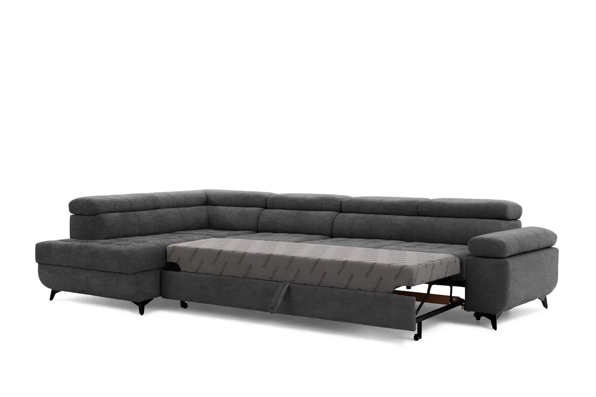 Rozkládací rohová sedací souprava Dragonis Maxi levá - grafitová Zetta 305 Rohová sedací souprava Dragonis Maxi rozkládací levá - grafitová samet latwoczyszczacy Zetta 305