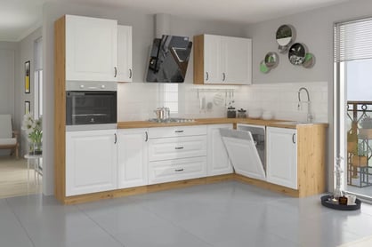Skrinka Kuchynská dolná Estella 40D s tromi zásuvkami - biely mat / Dub artisan Skrinka Kuchynská dolná Estella 40D s tromi zásuvkami - biely mat / Dub artisan