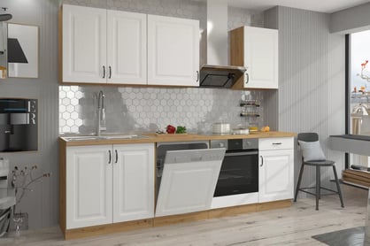 Skrinka Kuchynská dolná Estella 40D s tromi zásuvkami - biely mat / Dub artisan Skrinka Kuchynská dolná Estella 40D s tromi zásuvkami - biely mat / Dub artisan