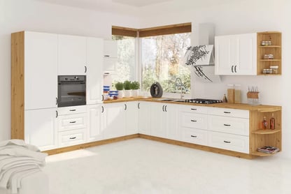 Skrinka Kuchynská dolná Estella 40D s tromi zásuvkami - biely mat / Dub artisan Skrinka Kuchynská dolná Estella 40D s tromi zásuvkami - biely mat / Dub artisan